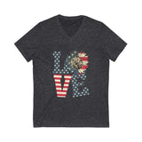 Love American SunFlower Short Sleeve Deep V-Neck Tee