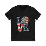 Love American SunFlower Short Sleeve Deep V-Neck Tee