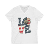 Love American SunFlower Short Sleeve Deep V-Neck Tee