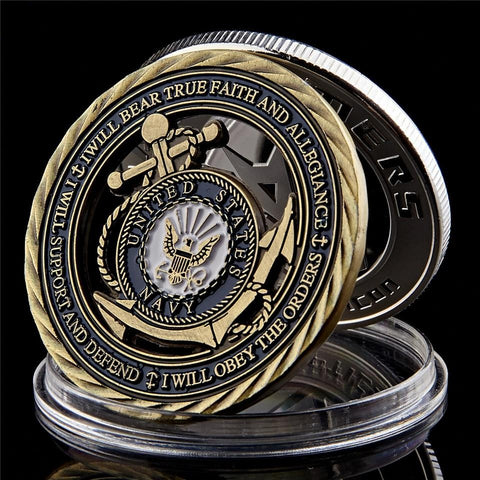 US Navy Emblem Core Value Hollow Military Challenge Medal Commitment Coin