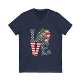 Love American SunFlower Short Sleeve Deep V-Neck Tee