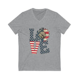 Love American SunFlower Short Sleeve Deep V-Neck Tee