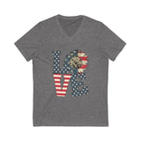 Love American SunFlower Short Sleeve Deep V-Neck Tee