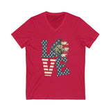 Love American SunFlower Short Sleeve Deep V-Neck Tee