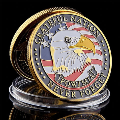 Never Forget American Eagle - Navy USAF USMC Army Coast Guard Freedom Gold Plate Coin
