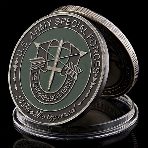 Army Special Forces - US America Green Military Beret Metal Challenge Coin Collectible