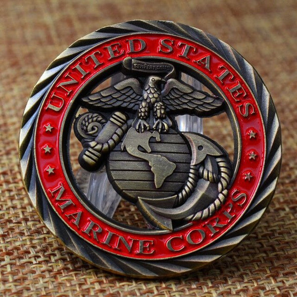 United States Marine Corps  Honor &Courage & Commitment Challenges Commemorative Coin Baking Varnish Metal Relief Crafts