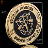US Army Green Beret De Oppresso Liber Liberate From Oppression USA Special Forces Gold Plated Challenge Coin Collection
