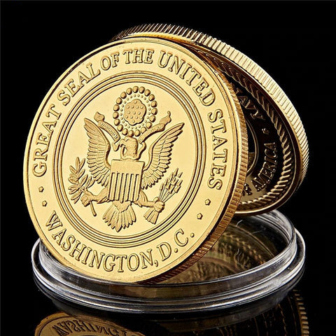 US Marine Corps Department Of The Navy Gold Plated Military Metal Coin