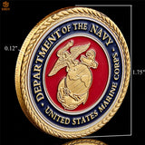 US Marine Corps Department Of The Navy Gold Plated Military Metal Coin