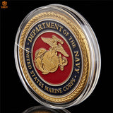 US Marine Corps Department Of The Navy Gold Plated Military Metal Coin