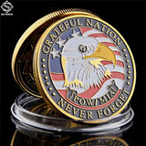 Never Forget American Eagle - Navy USAF USMC Army Coast Guard Freedom Gold Plate Coin