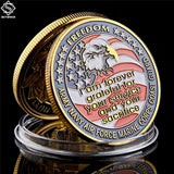 Never Forget American Eagle - Navy USAF USMC Army Coast Guard Freedom Gold Plate Coin