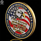 Never Forget American Eagle - Navy USAF USMC Army Coast Guard Freedom Gold Plate Coin